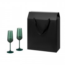 Подарочный набор 2 бокала для шампанского Black Edition в большом подарочном пакете