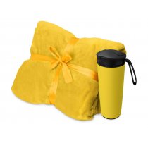 Подарочный набор Dreamy hygge с пледом и термокружкой, желтый