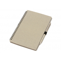 Блокнот А5 Toledo M с обложкой из пшеницы и пластика и шариковой ручкой, зеленый