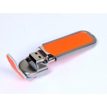 Флешка Leather 3.0, оранжевая