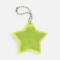 Пешеходный светоотражатель с цепочкой Звезда, желтый неон