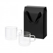 Подарочный набор 2 стеклянные кружки Luna в коробке-пакете, черный