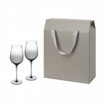 Подарочный набор 2 бокала для вина в большом подарочном пакете, серый