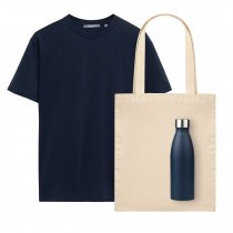Набор с одеждой KRIS (футболка, термобутылка, шоппер), синий