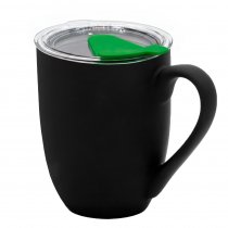 Кружка с крышкой Velvet Duo, софт-тач, чёрная