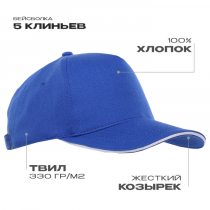 Бейсболка с кантом STAN 330, синяя