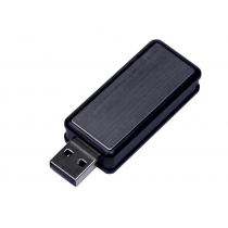 Флешка прямоугольной формы с выдвижным механизмом, USB 3.0, черная