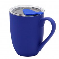 Кружка с крышкой Velvet Duo, софт-тач, тёмно-синяя