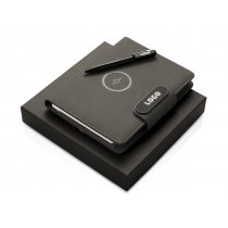 Подарочный набор Twilight, органайзер А5 с беспроводной зарядкой и металлическая шариковая ручка со светящимся логотипом