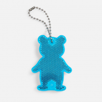 Пешеходный светоотражатель с цепочкой Мишка, синий