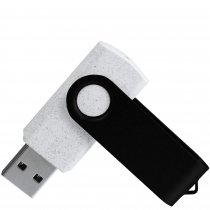 Флешка TWIST ECO, белая с серебристым