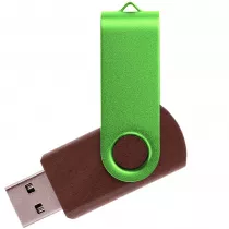 Флешка TWIST WOOD COLOR, тёмное дерево с зелёным Флешка TWIST WOOD COLOR, тёмное дерево с зелёным