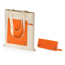 Складная хлопковая сумка для шопинга Gross с карманом, 180 г/м2, оранжевая
