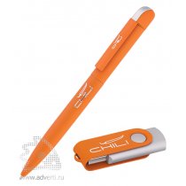 Набор: ручка «Jupiter» + флеш-карта, оранжевый