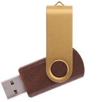 Флешка TWIST WOOD COLOR, тёмное дерево с зелёным