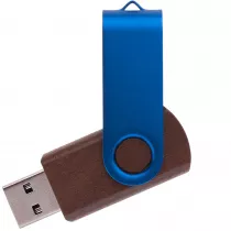 Флешка TWIST WOOD COLOR, тёмное дерево с синим Флешка TWIST WOOD COLOR, тёмное дерево с синим