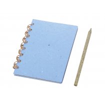 Блокнот А6 с бумажным карандашом и семенами цветов, синий