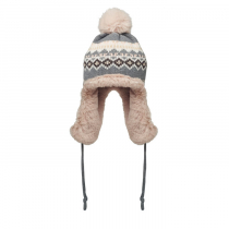 Вязаная шапка-ушанка, серая