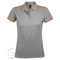 Рубашка поло « Pasadena women 200», женская с контрастной отделкой, Sol's, Франция, меланж с оранжевой окантовкой