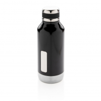 Герметичная вакуумная бутылка с шильдиком, чёрная