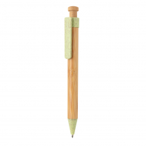 Бамбуковая ручка с клипом из пшеничной соломы, чёрная