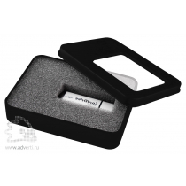 Коробка с прозрачным окошком для флешки, серебристая