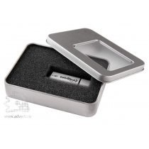 Коробка с прозрачным окошком для флешки, серебристая