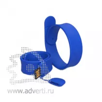 Силиконовый Slap браслет-флешка на 16 Гб, синий Силиконовый Slap браслет-флешка на 16 Гб, синий