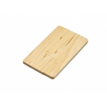 Флешка в виде деревянной карточки с выдвижным механизмом, белая