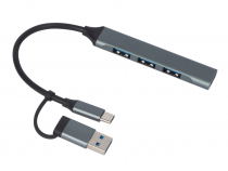 USB-хаб Link с коннектором 2-в-1 USB-C и USB-A, 2.0/3.0, серый USB-хаб Link с коннектором 2-в-1 USB-C и USB-A, 2.0/3.0, серый
