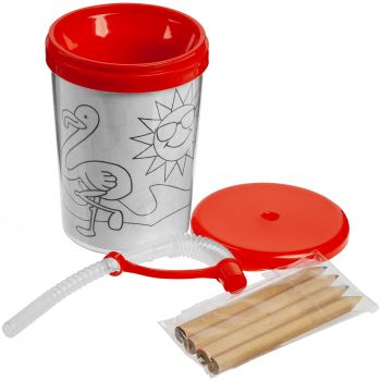 Детский стакан-раскраска «Передвижник», красный, в наборе