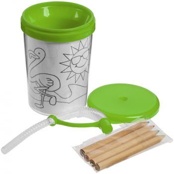 Детский стакан-раскраска «Передвижник», зеленый, в наборе