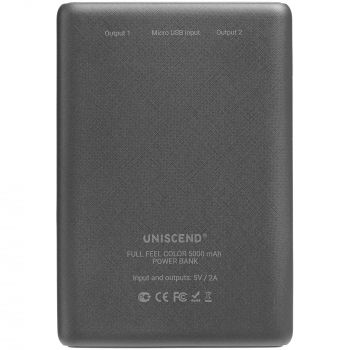 Внешний аккумулятор Uniscend Full Feel Color 5000 мАч, серый, оборотная сторона
