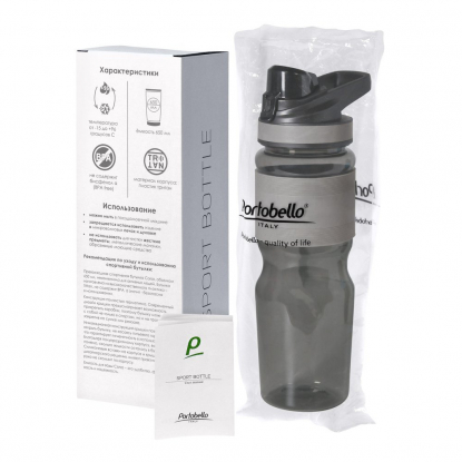 Спортивная бутылка для воды Corsa Portobello, серая, упаковка