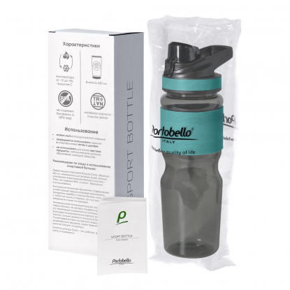 Спортивная бутылка для воды Corsa Portobello, бирюзовая, упаковка