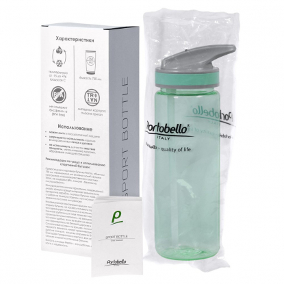 Спортивная бутылка для воды Premio Portobello, бирюзовая, упаковка
