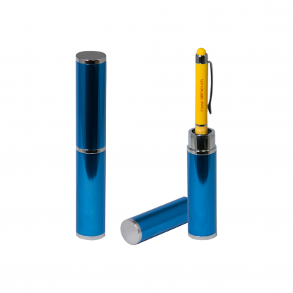 Футляр-тубус  для 1 ручки, синий, пример использования