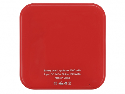 Портативное зарядное устройство Квадрум, 2600 mAh, красное