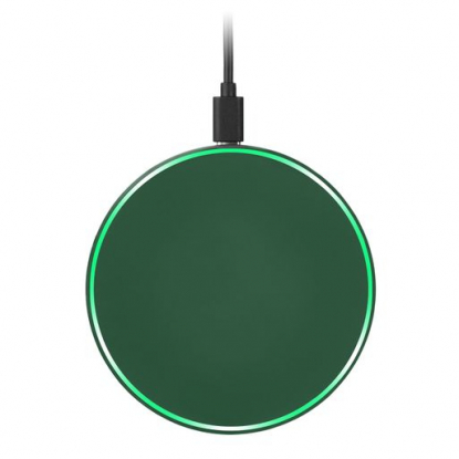Беспроводное зарядное устройство с подсветкой 15W Auris, зелёное