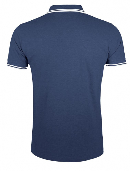Рубашка поло мужская PASADENA MEN 200 с контрастной отделкой, тёмно-синяя с белым, спина