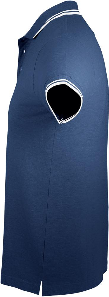 Рубашка поло мужская PASADENA MEN 200 с контрастной отделкой, тёмно-синяя с белым, вид сбоку