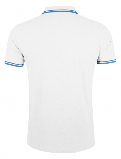 Рубашка поло мужская PASADENA MEN 200 с контрастной отделкой, белая с голубым, спина