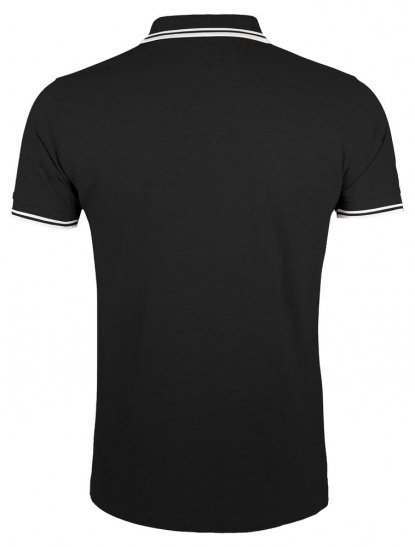 Рубашка поло мужская PASADENA MEN 200, с контрастной отделкой черная с белым, спина