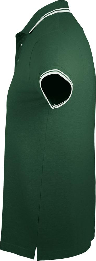Рубашка поло мужская PASADENA MEN 200, с контрастной отделкой зеленая с белым, вид сбоку