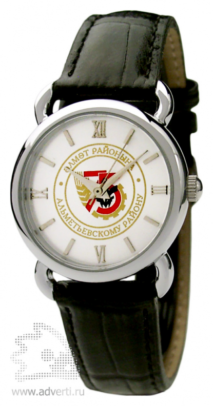 Часы наручные Грац, женские, серебряный корпус с черным ремнем