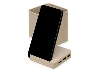 Настольный органайзер Cubic с функциями USB-хаба и беспроводной зарядки, пример использования