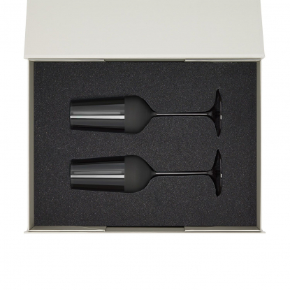 Подарочный набор 2 бокала для шампанского Black Edition в серой коробке