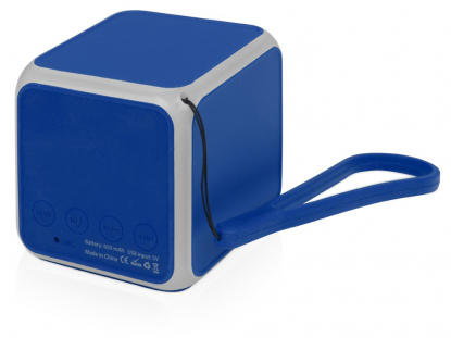 Портативная колонка Cube с подсветкой, синяя, обратная сторона