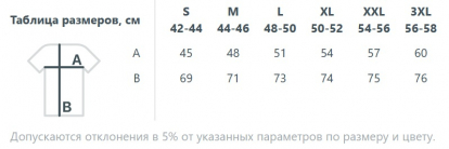 Размерная таблица майки Sporty TT Man, мужской