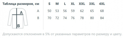 Размерная таблица футболки с длинным рукавом IMPERIAL LSL MEN